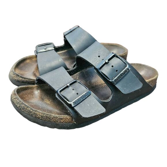 Birkenstock Black Leather Sandals Size 37/7 - Picture 5 of 10